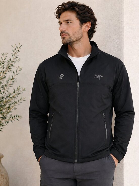 Arc'teryx Other - Arc'teryx Black Full Zip Softshell Jacket Custom LIQID Logo Stretch Fleece Lined